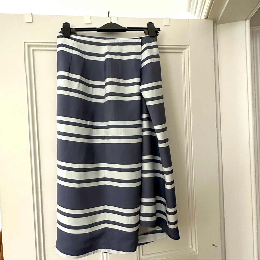 Tiger of Sweden Navy and White Striped Midi Skirt